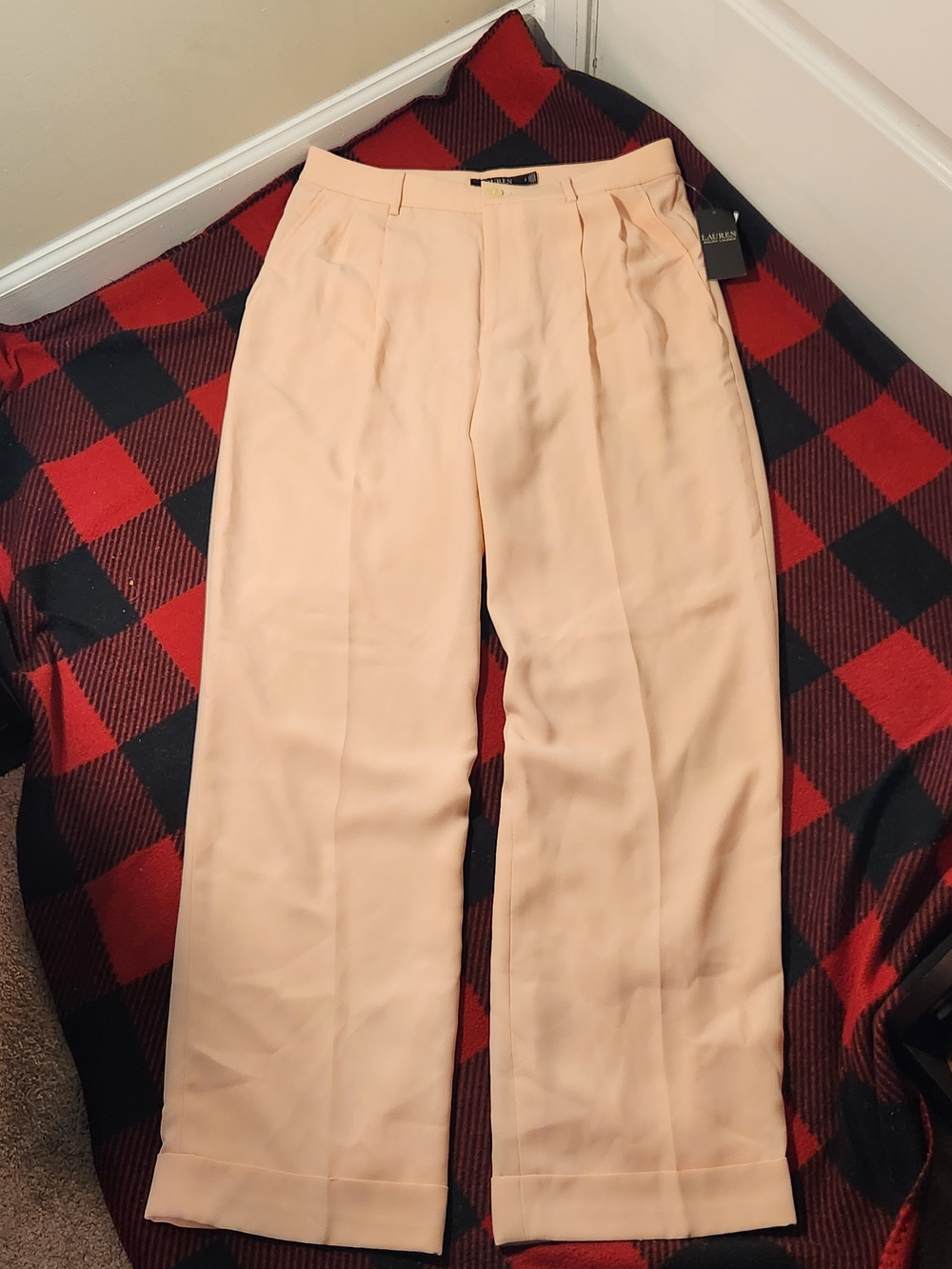 Ralph Lauren Womens Wideleg Pleated Pants Pale Pink Size 8 NWT